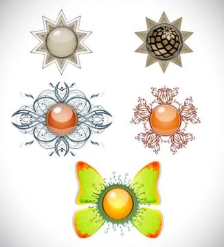 Set with brooches. Stock Illustration