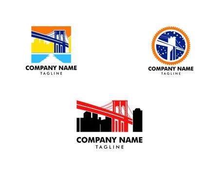 Set of Brooklyn Bridge logo Stock Illustration