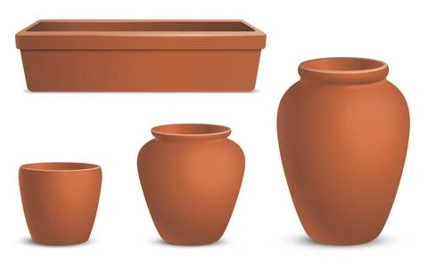 Set of brown clay pots. Illustrazione stock