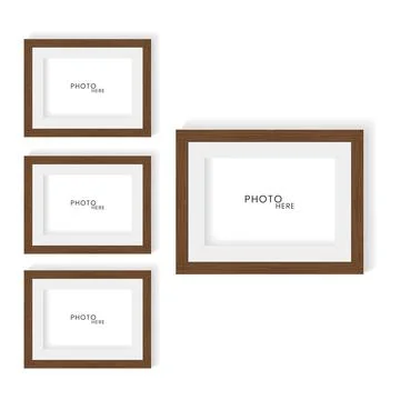 Set of brown color wood pattern of photo frames, and wooden texture realist.. Illustrazione stock
