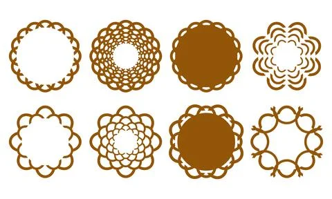 Set of Brown Decorative Circular Frame Elements Stock Illustration