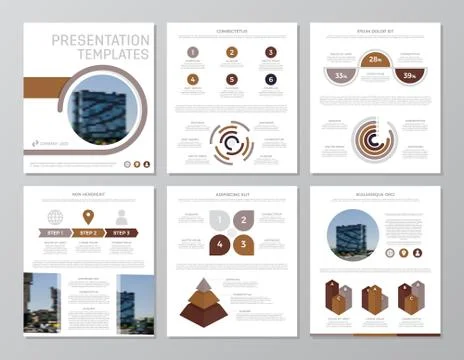 Set of brown elements for multipurpose a4 presentation template slides with 库存插图