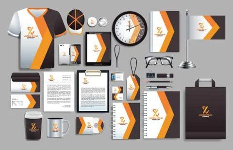 Set of brown elements with stationery templates Ilustración de archivo