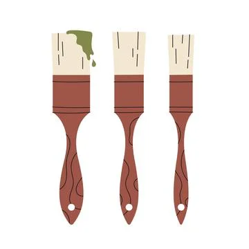 Set brown paint pen with a red spot of paint. Stock Illustration