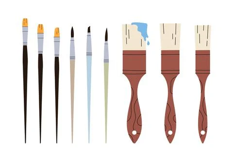 Set brown paint pen with a red spot of paint. Stock Illustration