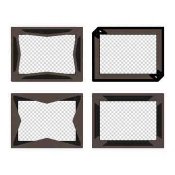 Set of Brown photo frames with transparent middle Stock Illustration
