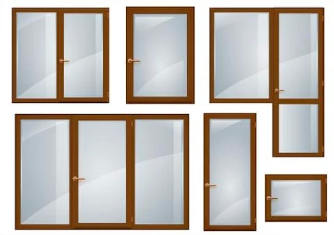 Set of brown plastic windows Stock Illustration