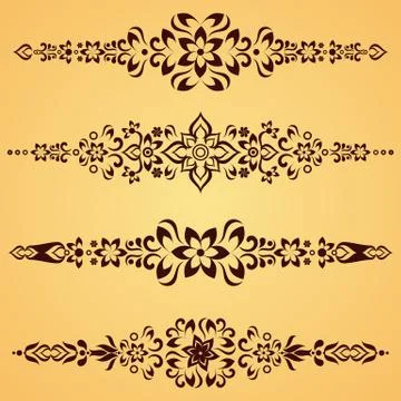 Set of brown vector vintage design ornamental elements イラスト素材