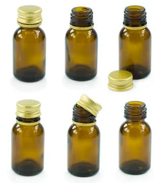 Set of brown vials Stock Photos
