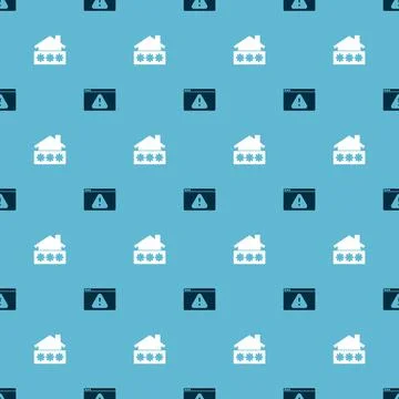Set Browser with exclamation mark and House password on seamless pattern. Vector Stockillustratie