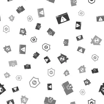 Set Browser with exclamation mark, Folder and lock, House under protection .. Illustrazione stock