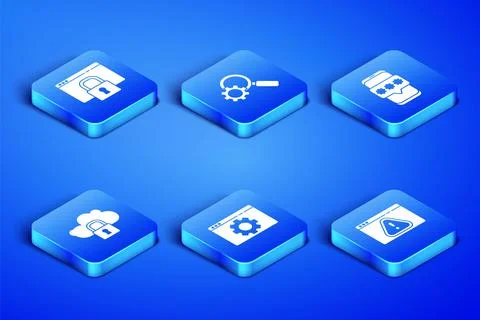 Set Browser with exclamation mark, Secure your site HTTPS, SSL, setting, Cloud イラスト素材