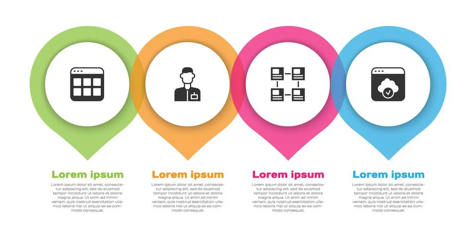 Set Browser files, Analyst engineer, Hierarchy organogram chart and Cloud Stock Illustration