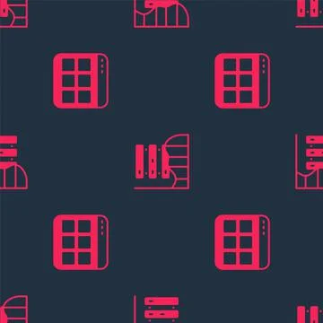 Set Browser files and Server, Data, Web Hosting on seamless pattern. Vector Stock Illustration