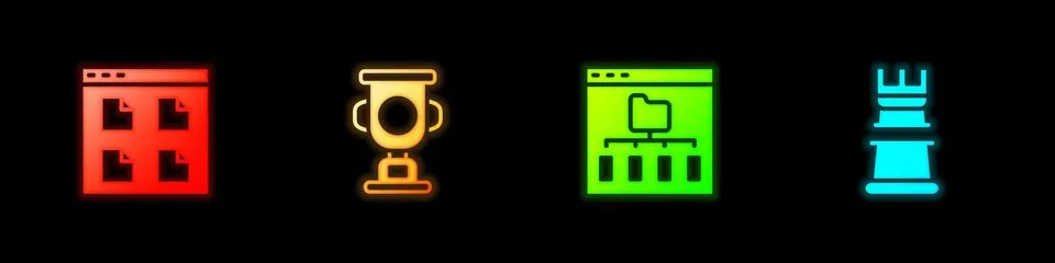Set Browser files, Award cup, and Business strategy icon. Vector 스톡 일러스트