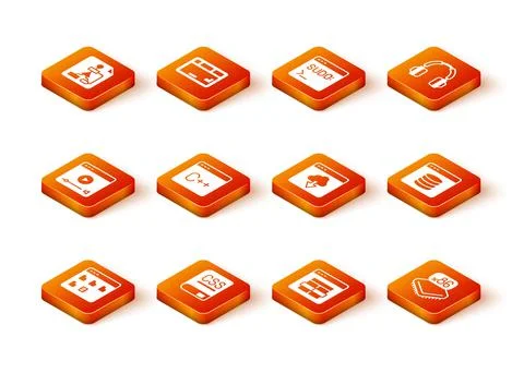 Set Browser files, Books about programming, Online play video, Software, MySQL 스톡 일러스트