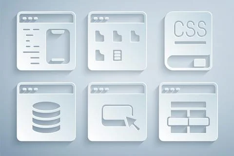 Set Browser files, Books about programming, Server, Data, Web Hosting, MySQL 스톡 일러스트