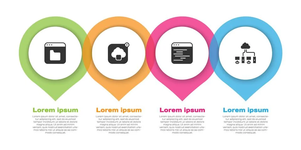 Set Browser files, Cloud technology data transfer, Software and Computer network Stock Illustration