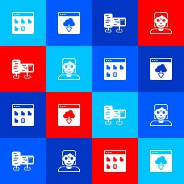 Set Browser files, Cloud technology data transfer, Computer monitor screen and Stock Illustration