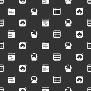 Set Browser files, Cloud technology data transfer, Software and Social network Illustrazione stock