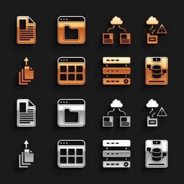 Set Browser files, Cloud technology data transfer, Server, Data, Web Hosting イラスト素材