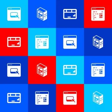 Set Browser files, Computer, Keyboard and Software icon. Vector Stock Illustration