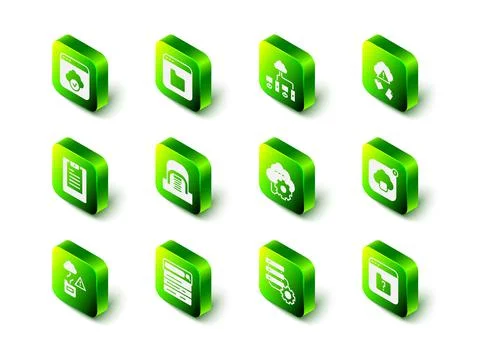 Set Browser files, Computer network, Cloud hacking, technology data transfer Stock Illustration