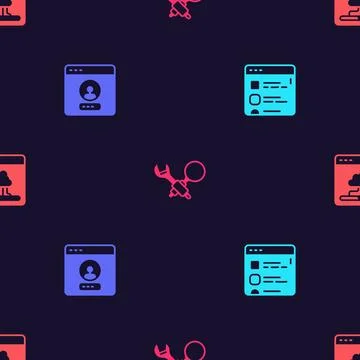 Set Browser files, Create account screen, Debugging and Cloud technology data Illustrazione stock