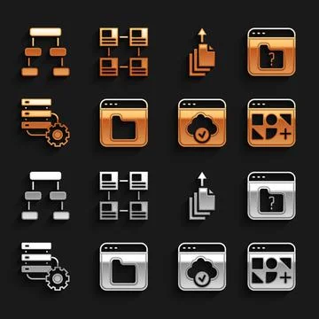 Set Browser files, File missing, Different, Cloud technology data transfer Stock Illustration
