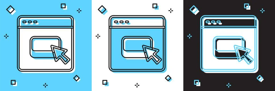 Set Browser files icon isolated on blue and white, black background. Vector Stockillustratie