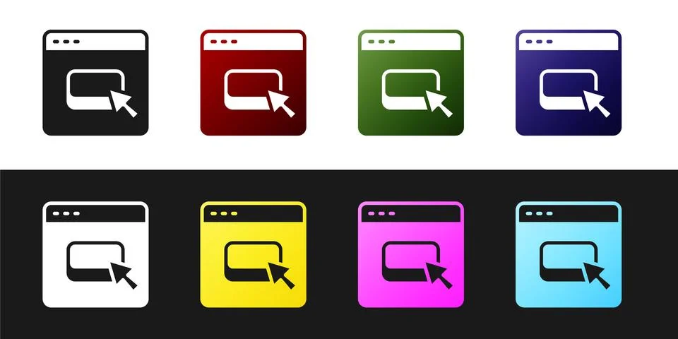 Set Browser files icon isolated on black and white background. Vector 스톡 일러스트