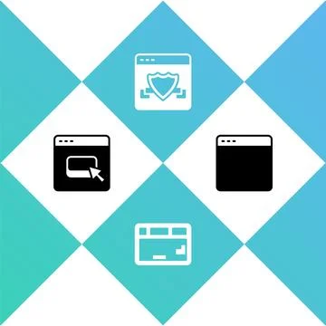 Set Browser files, Keyboard, with shield and window icon. Vector Stockillustratie