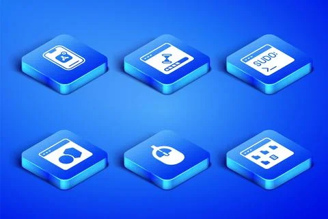 Set Browser files, Mobile Apps, Computer mouse, Software, Loading data window Illustrazione stock