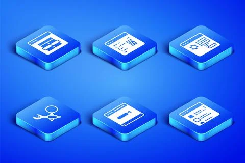 Set Browser files, MySQL code, Search engine, Debugging, Software and setting Stock Illustration