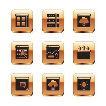 Set Browser files, New chat messages notification, Cloud technology data イラスト素材