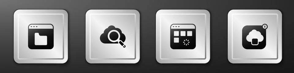 Set Browser files, Search cloud computing, Loading data window and Cloud tech 스톡 일러스트