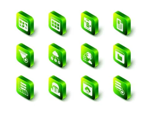 Set Browser files, Server, Data, Web Hosting, File document, and gear, Network 스톡 일러스트