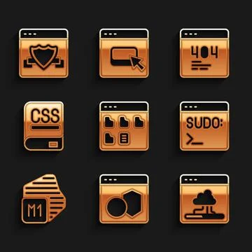 Set Browser files, Software, Cloud technology data transfer, Code terminal Stock Illustration