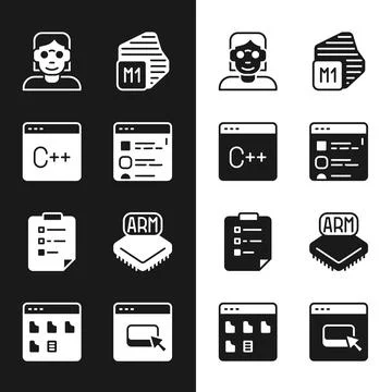 Set Browser files, Software, Hacker or coder, Processor, Clipboard with Illustrazione stock