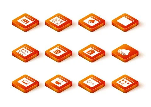 Set Browser files, Software, Server, Data, Web Hosting, and development icon Stock Illustration