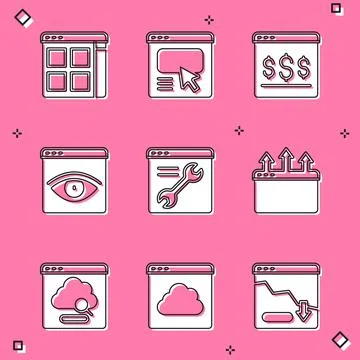 Set Browser files, UI or UX design, Online shopping on screen, incognito window Illustrazione stock