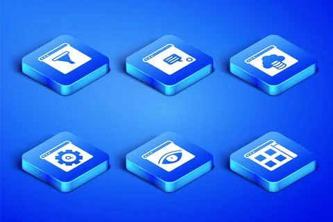 Set Browser files, window, incognito, setting, New chat messages notificati.. Illustrazione stock
