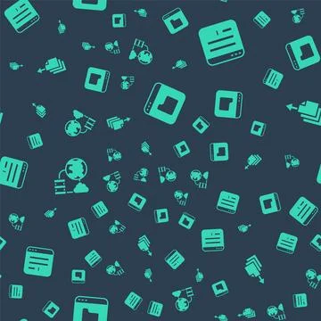 Set Browser files, window, Network cloud connection and Data export on seamless Stock Illustration