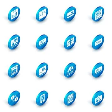 Set Browser with growth graph, Credit card, Trading courses, Website, Buy button Illustrazione stock