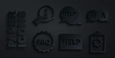 Set Browser help, Question and Answer, Label with text FAQ, Checklist 24 hours Stock Illustration