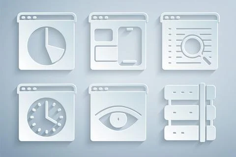 Set Browser incognito window, Search engine, Server, Web developer programming Illustrazione stock