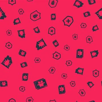 Set Browser incognito window, System bug, House system and Shield with cross Illustrazione stock