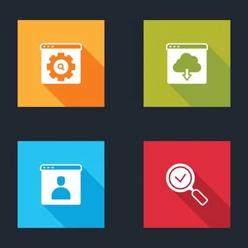 Set Browser setting, Cloud download, Create account screen and Magnifying glass イラスト素材