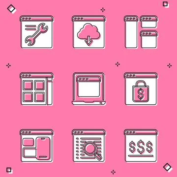 Set Browser setting, Cloud download, window, files, Laptop with browser, Online イラスト素材