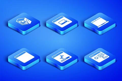 Set Browser setting, Computer, Loading data window, files and Laptop icon Stock Illustration